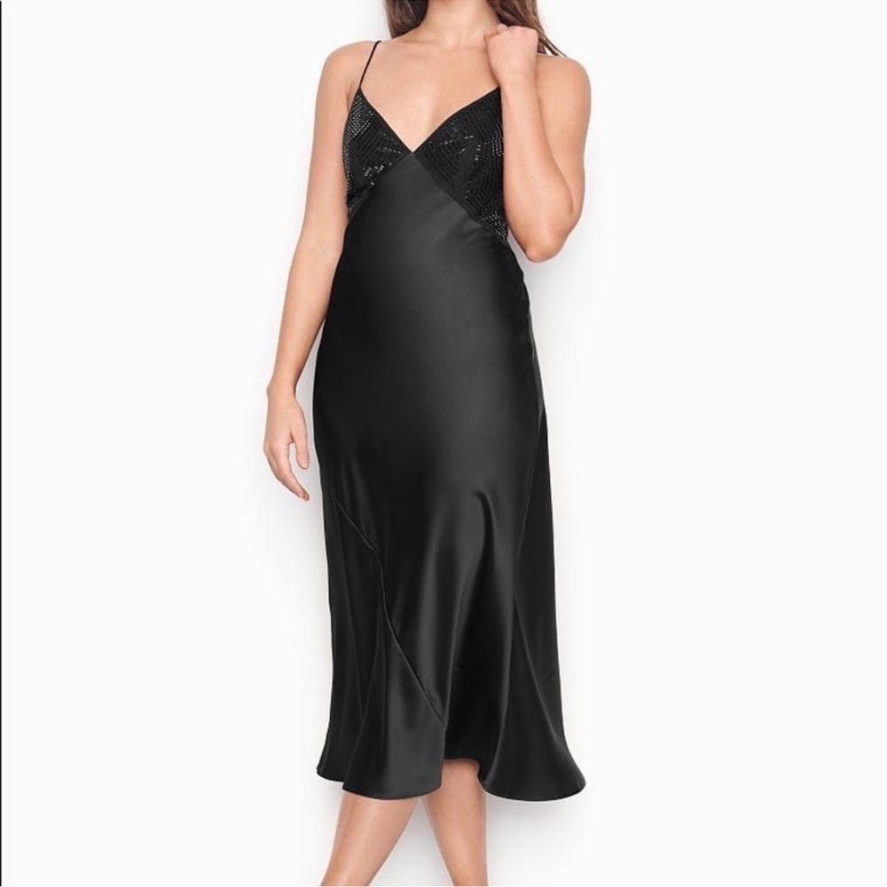 Victoria's Secret Black Satin Slip Dress